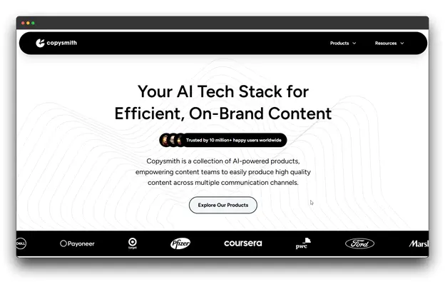Copysmith: Your AI-powered content creation hub!

Trusted by 10 million users, Copysmith helps you create high-quality content across various channels.

Keywords: copywriting tools, AI copywriting tools, AI Tools for Copywriting
